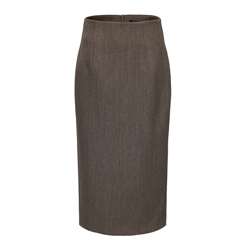 AtelierMissLu Fall/Winter Sheep wool high-waisted straight skirt - ANGEL.