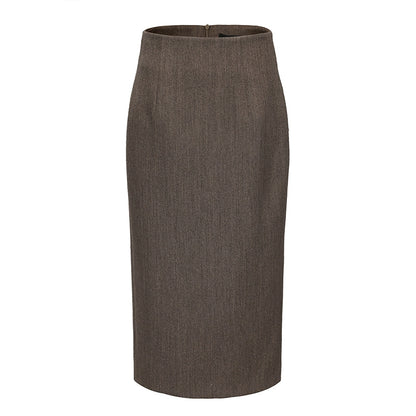 AtelierMissLu Fall/Winter Sheep wool high-waisted straight skirt - ANGEL.