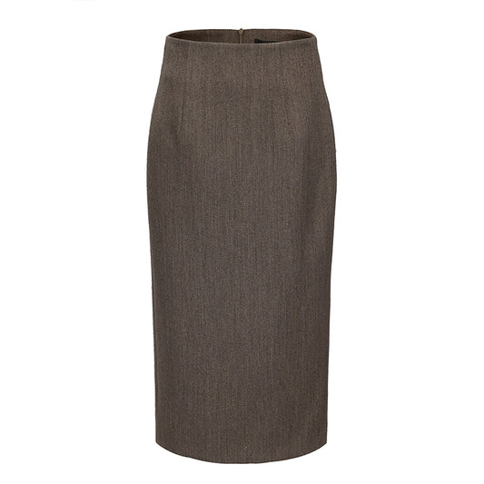 AtelierMissLu Fall/Winter Sheep wool high-waisted straight skirt - ANGEL.