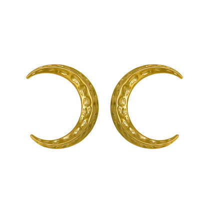 TUYUE brass gold plating handmade texture big moon earrings- JACINTHA.