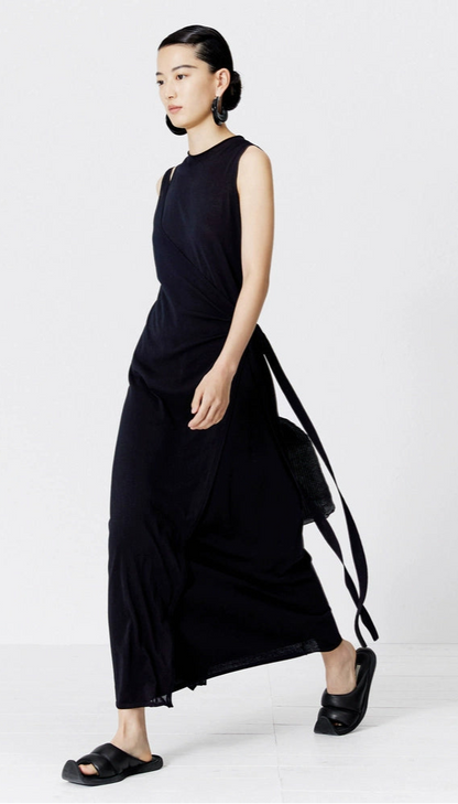 ZHUCHONGYUN Black Hollow Silk Cotton Knitted Dress--EIN.