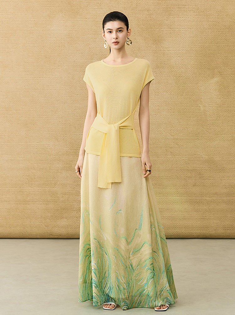 HECO Chinese Style Gradient Print Summer Temperament Charm Skirt - ZADE.