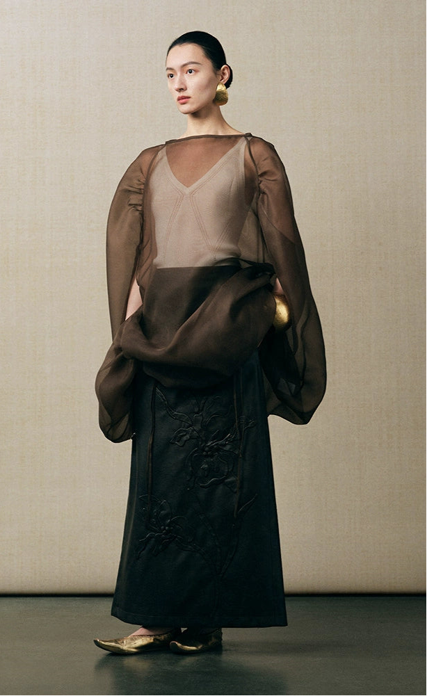 ZHUCHONGYUN Brown gauze cocoon top -NATSU.