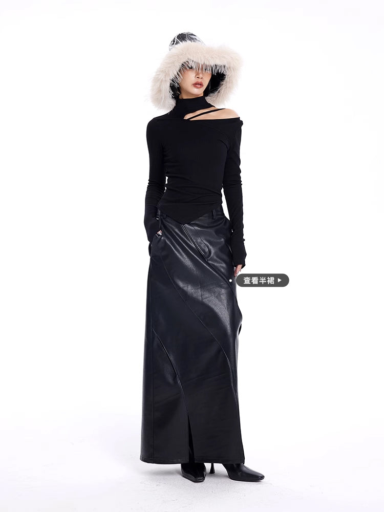 TINY IN irregular cut-out off-the-shoulder long-sleeved top-DIMO