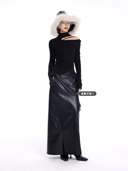 TINY IN irregular cut-out off-the-shoulder long-sleeved top-DIMO