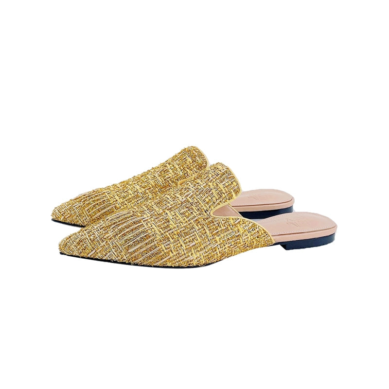 B-FEI Special Glitter Elegant Vintage Pointed Toe Mules-LESLY.