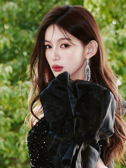 DOLLY Luxury Sparkling Full Diamond Chic Tassel Earring-CAROL