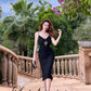 Le Palais vintage elegant sexy pleated crochet bodycon lbd black dress - Mina
