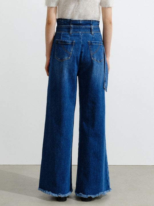 COMME MOI Lu Yan designer women's fashion stretch high-waisted wide-leg jeans - RILEY.