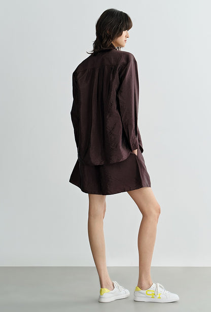 COMME MOI  summer brown high-waisted shorts - CHLOE.