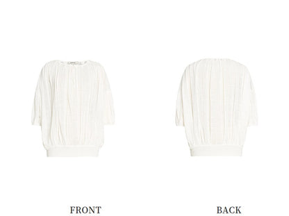 ZHUCHONGYUN crew neck spherical loose pinch knit top--RIKA.
