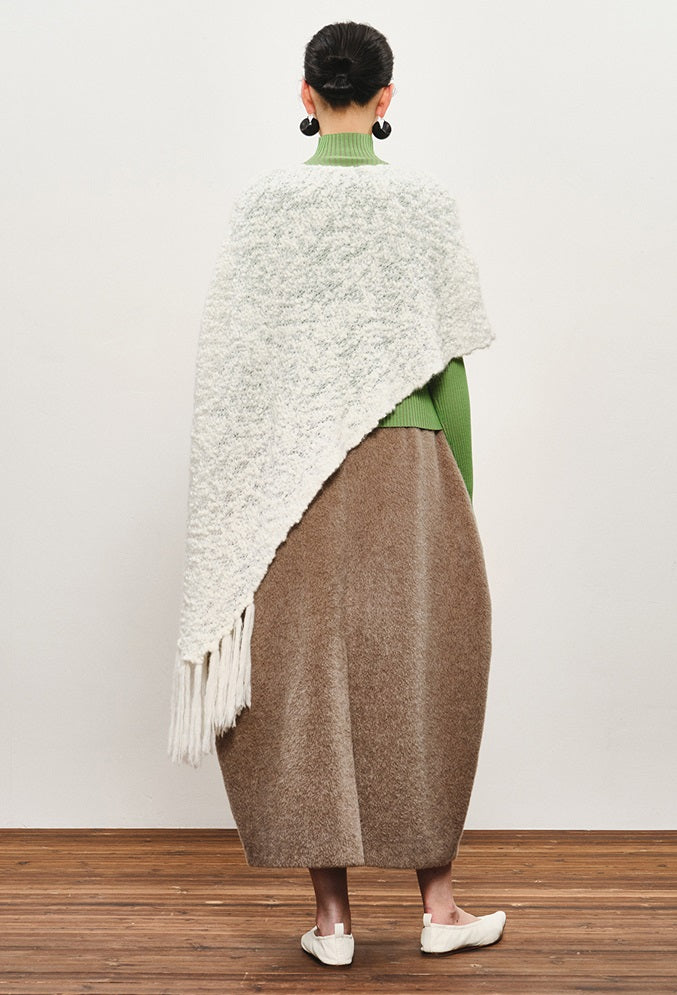 ZHUCHONGYUN crew neck edelweiss fringed knit cover-up shawl jacket-BROCADE.