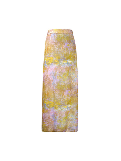 HECO Oil Painting Print High Waist Slim Skirt- SHIELD.