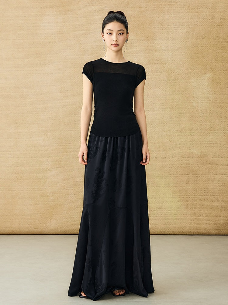 HECO Chinese Style Acetate Jacquard Elasticated High-waisted Fishtail Skirt - BETH.