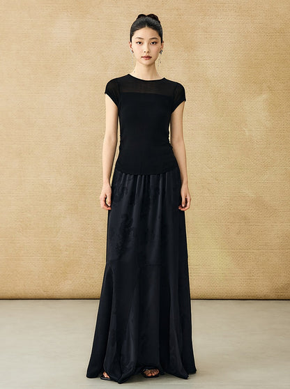 HECO Chinese Style Acetate Jacquard Elasticated High-waisted Fishtail Skirt - BETH.