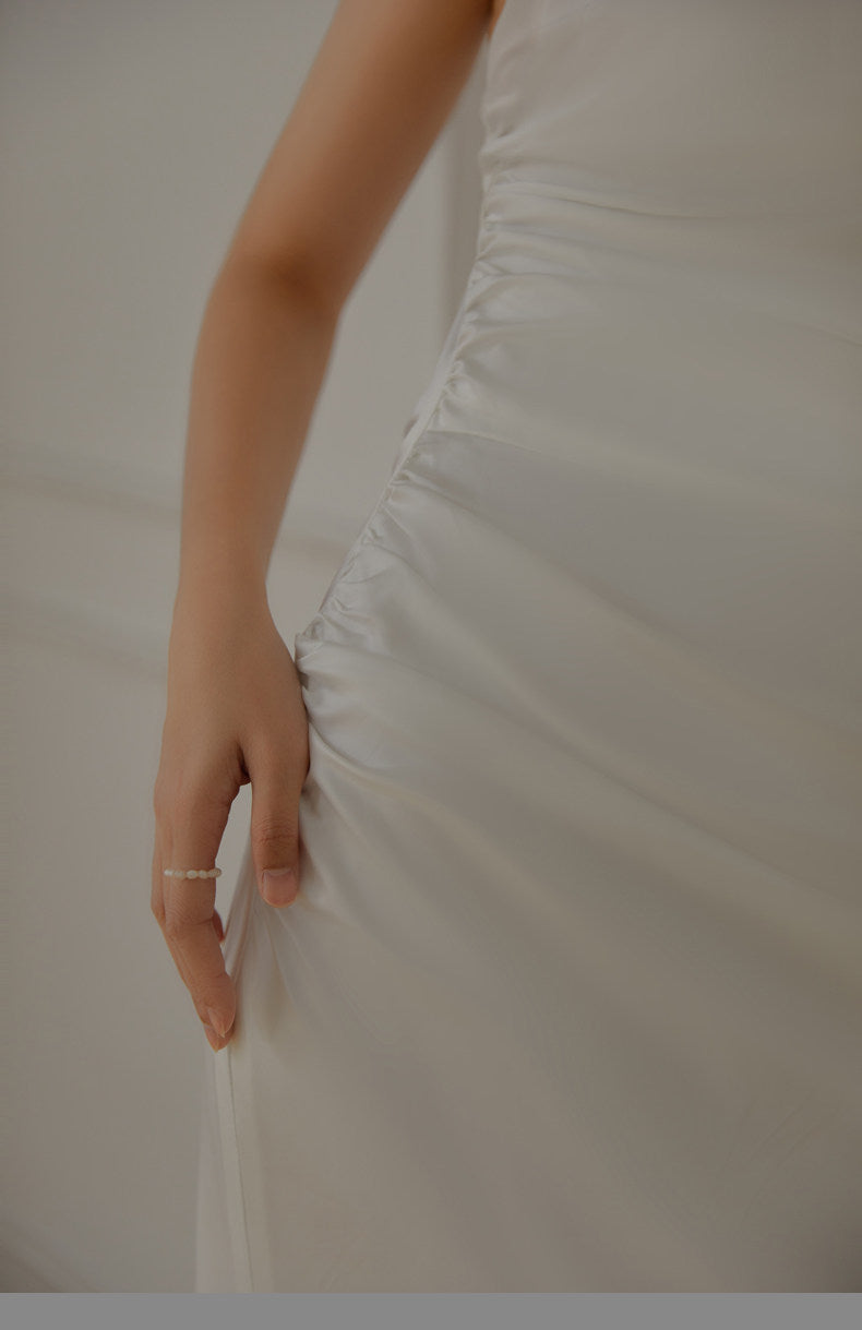 GOUDIN women's white suspender evening dresses-LON.
