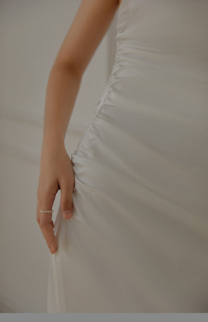 GOUDIN women's white suspender evening dresses-LON.