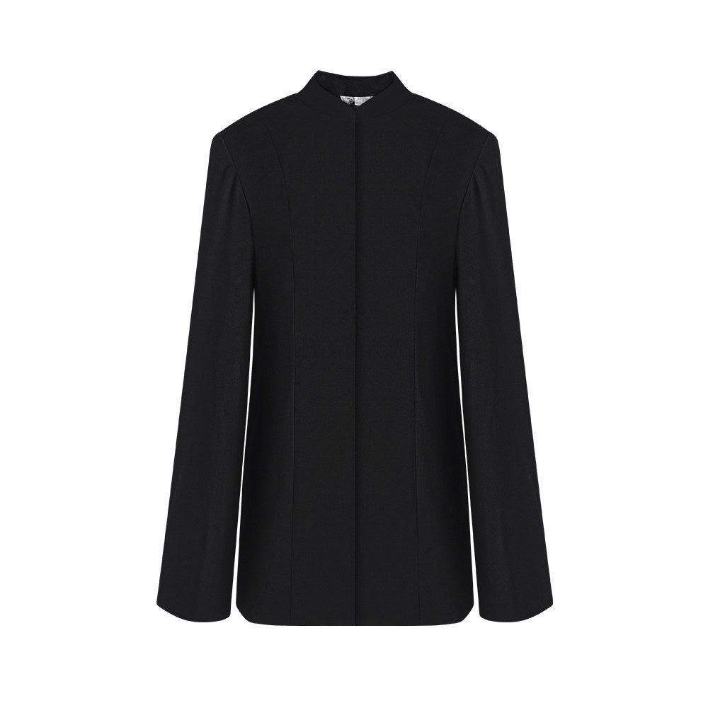 TUYUE Black Stand Collar Wide Sleeve Slim Casual Suit - VERONICA.