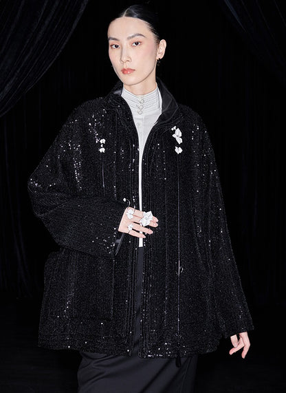 M essential Ma Kai designer Jingye embroidered fabric multi-collar structure jacket - DIVINE.