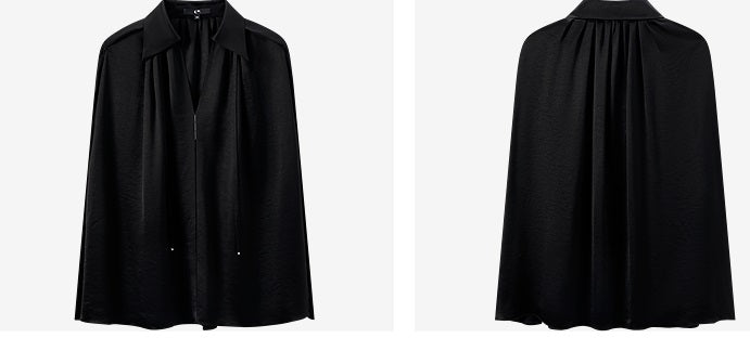 COMME MOI  women's cape shirred drape chic top - HANNAH.