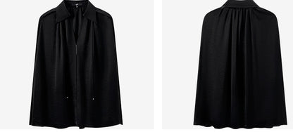 COMME MOI  women's cape shirred drape chic top - HANNAH.