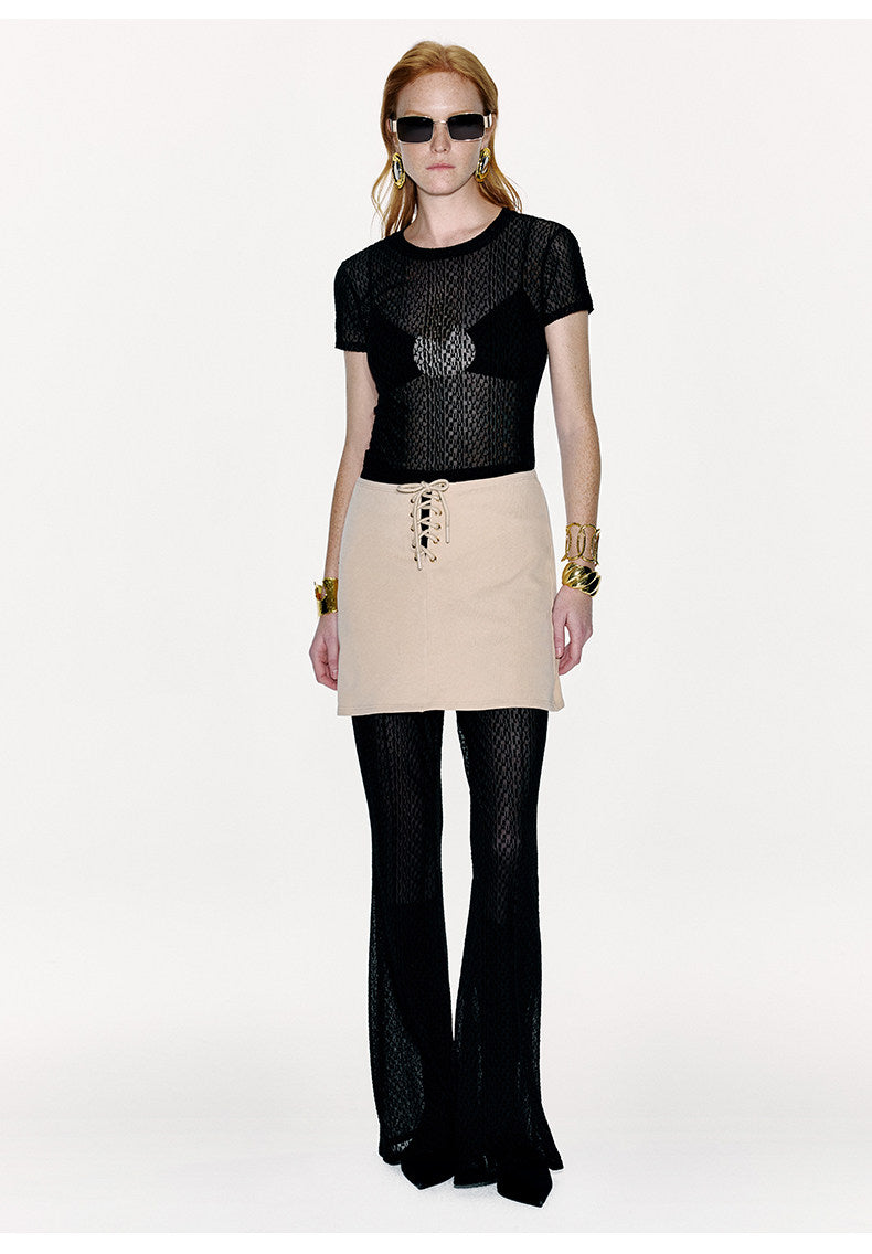 ATELIER MISS LU Cross Strappy Design Straight Skirt -TALENT.