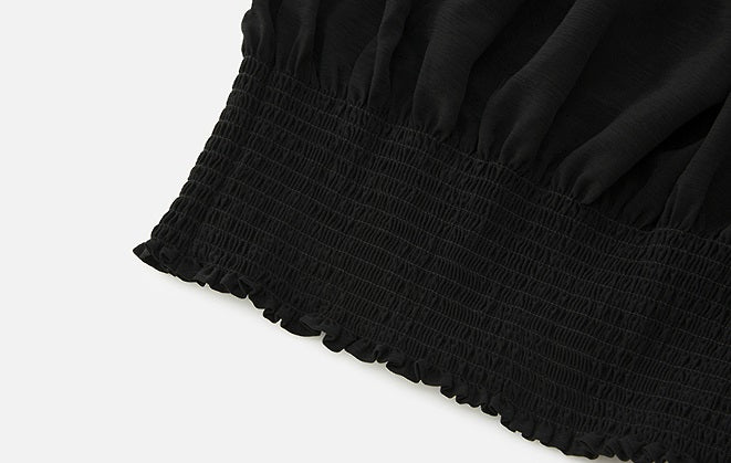 ZHUCHONGYUN balloon silhouette draped black top-GOKU.