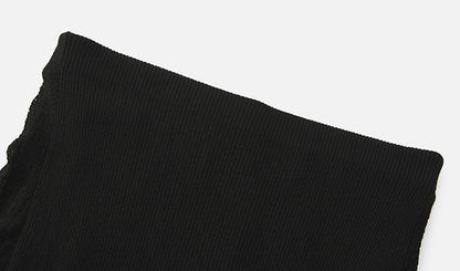 ZHUCHONGYUN  irregular hem pleated waist straight knit skirt--KUROKO.