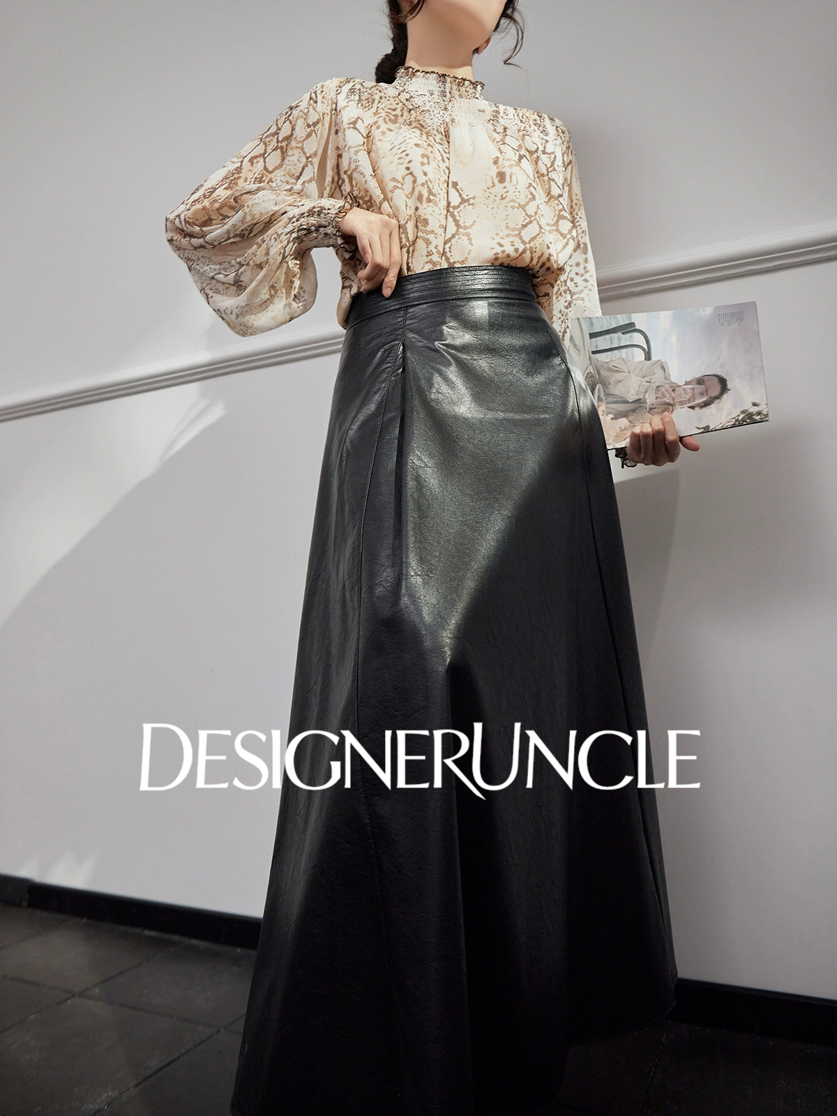 DGU "Linglin" snake print chiffon shirt high-end long-sleeved top - FAVOUR.