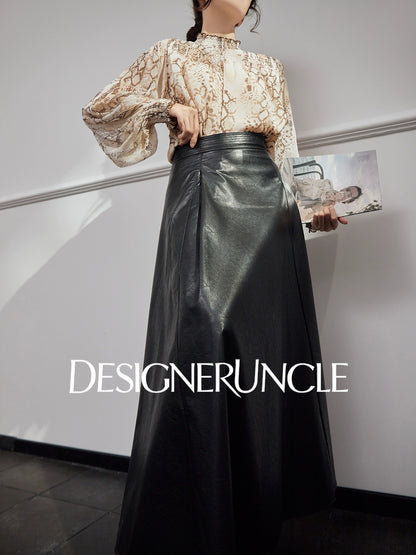 DGU "Linglin" snake print chiffon shirt high-end long-sleeved top - FAVOUR.