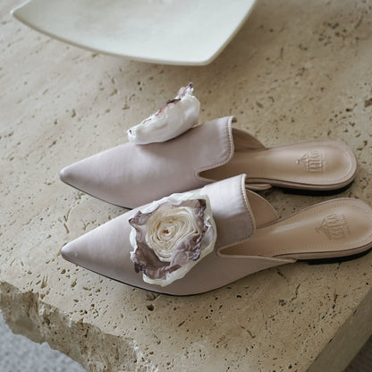 B-FEI French niche pointed toe flower decoration mules-HYUNG.