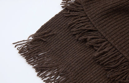 ZHUCHONGYUN  Fringe Loose Drop Shoulder Pit Strip Knitted Jacket--YAKI.