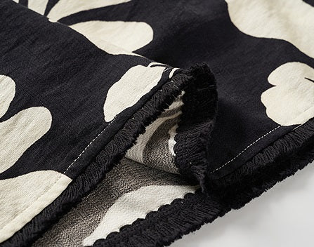 COMME MOI summer black and white print wide waistband shorts - BRONZE.