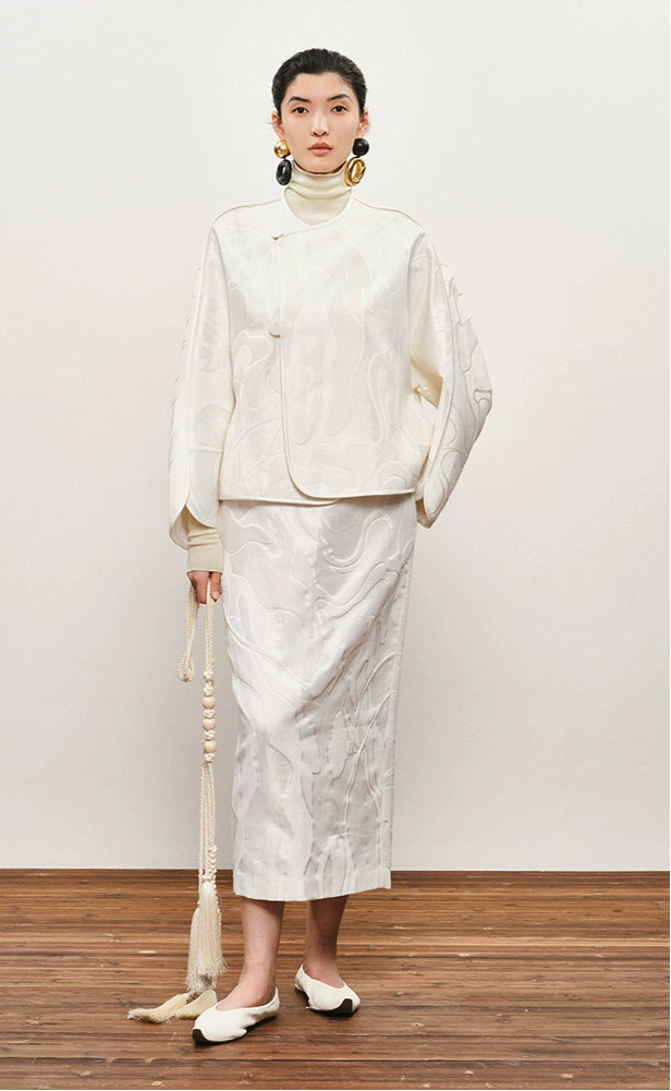 ZHUCHONGYUN Jacquard Crew Neck Loose Straight Jacket-MANCY.