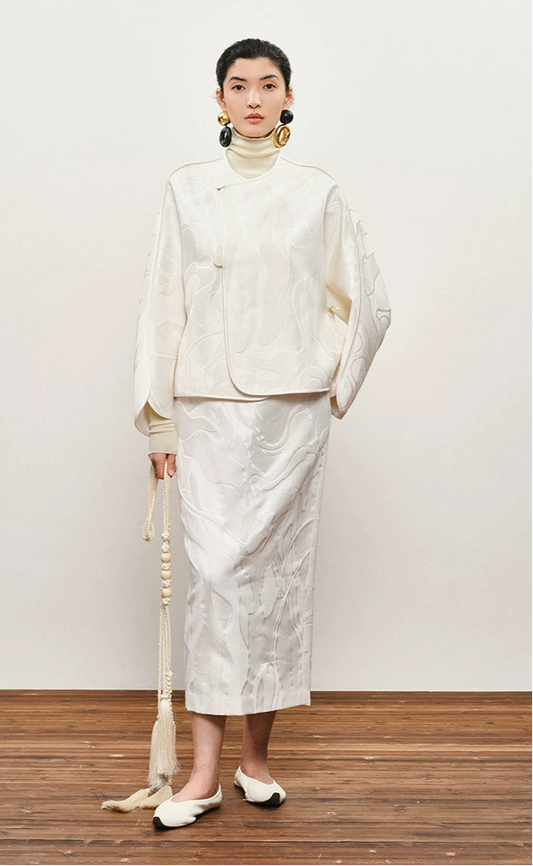 ZHUCHONGYUN Jacquard Crew Neck Loose Straight Jacket-MANCY.