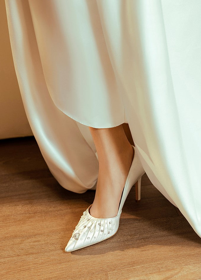 PJJUU satin dress high heels - QUINK.