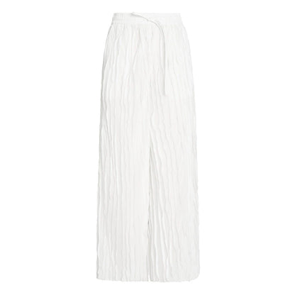 ZHUCHONGYU white loose pleated top and pant outfit set--SOUSOU.