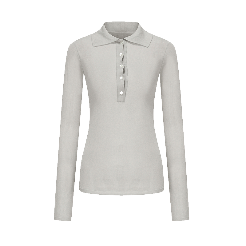 ATELIER MISS LU vintage style long sleeves ice feeling knit top - FORTUNE