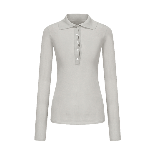 ATELIER MISS LU vintage style long sleeves ice feeling knit top - FORTUNE