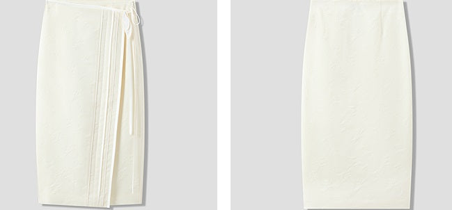 COMME MOI Lu Yan designer's new women's silk wool jacquard overlapping straight skirt - LIAM .