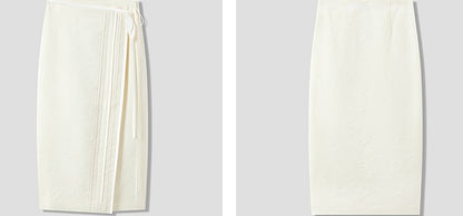 COMME MOI Lu Yan designer's new women's silk wool jacquard overlapping straight skirt - LIAM .