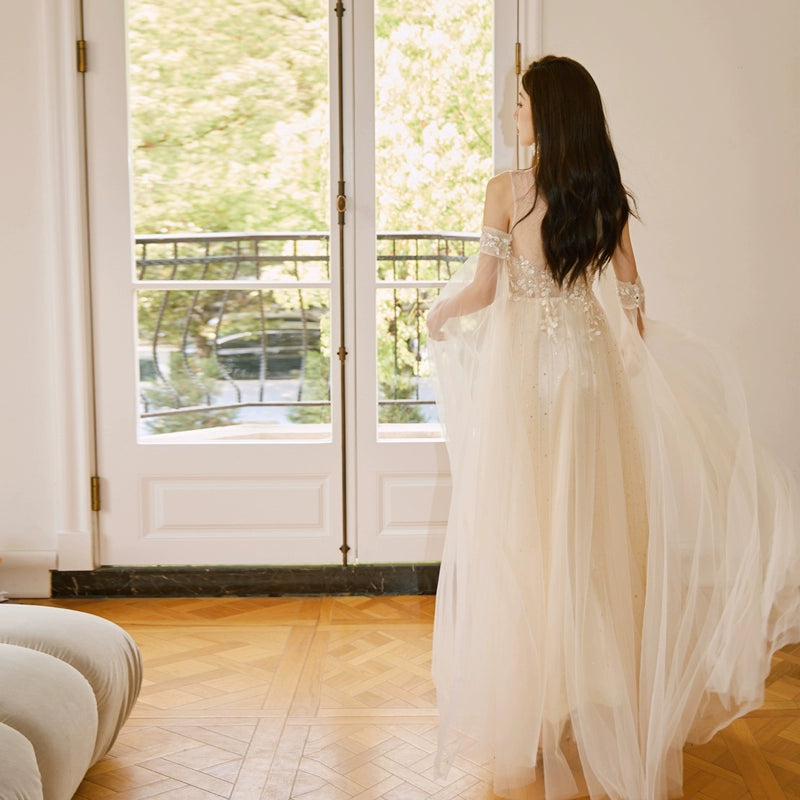 DOLLY Elegant Flower Stand Collar Sleeveless High Waist Tutu Wedding Dress-BELINDA