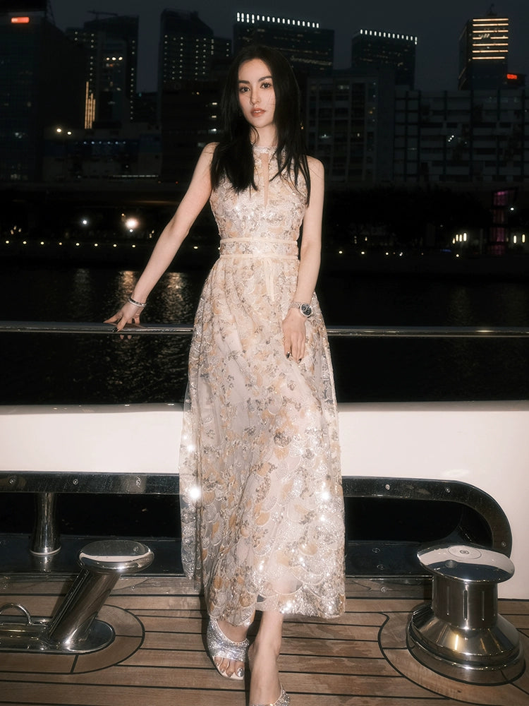 Wardrobes by Chen Gold  Couture with Floral Embroidery Sequin Banquet Dress-Onome