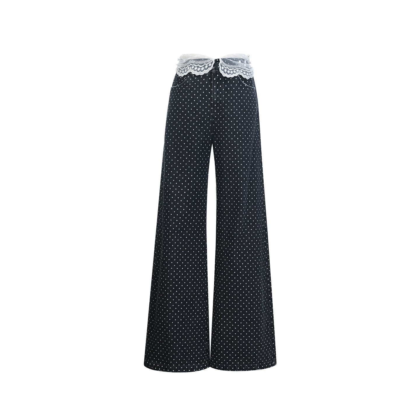 FAME Waist Polka Dot Denim Pants - CRISPIN