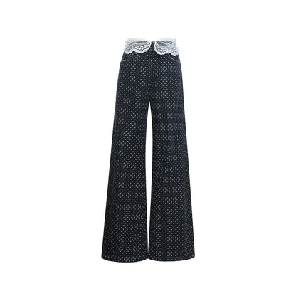 FAME Waist Polka Dot Denim Pants - CRISPIN