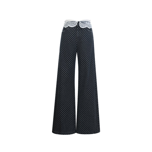 FAME Waist Polka Dot Denim Pants - CRISPIN