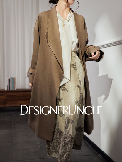DGU "Twilight" khaki trench coat loose slimming high-end mid-length jacket - MEDE.