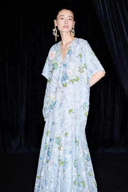 M essential Mackay designer Jiyi embroidery silk hand-dyed embroidery mermaid dress- YINKA.