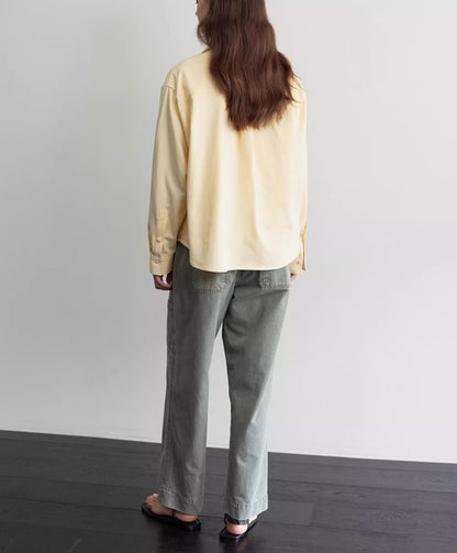 Nothing Written long short sleeve t-shirt cotton shirt-IVY!