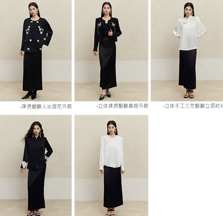 HECO acetate drape feeling thin long skirt women - great.